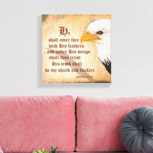 Psalmen 91:4 canvas afdruk (Insitu (Woonkamer))