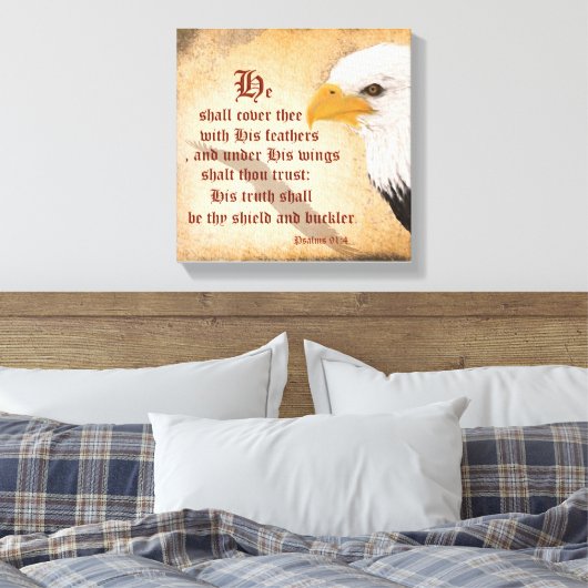 Psalmen 91:4 canvas afdruk (Insitu (Slaapkamer))