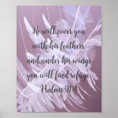 Psalmen 91:4 Hij zal u Hoesjes met zijn veren Poster (Voorkant)