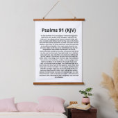 Psalmen 91 (KJV). Schrift citaat. Zwart-Wit Hangend Wandkleed (Slaapkamer)