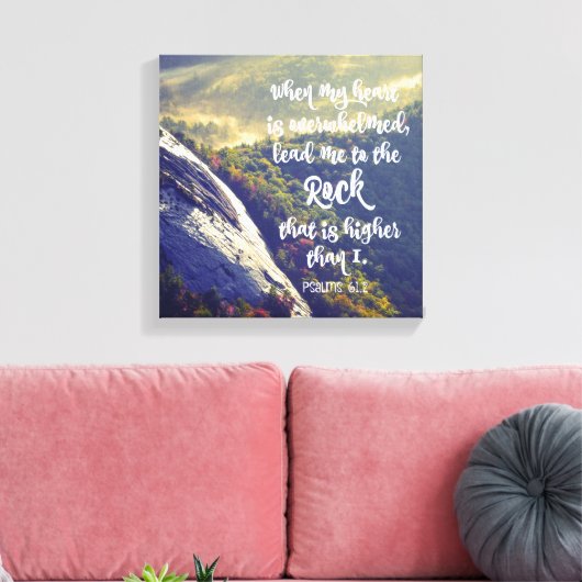 Psalmen: Wanneer mijn Hart Overweldigd Vers is Canvas Afdruk (Insitu (Woonkamer))