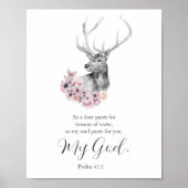 Psalmen Waterverf Herten met Bloemen Poster (Voorkant)