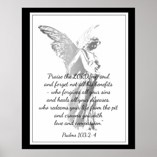 Psalms 103:2 Comforting Healing Bible Quote Angel Poster (Voorkant)