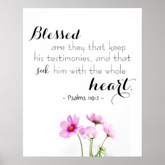 Psalms 119:2 Bijbel Verse Christelijk Poster
