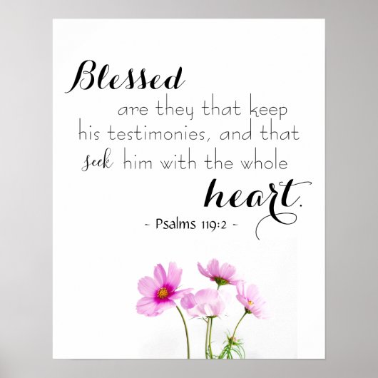 Psalms 119:2 Bijbel Verse Christelijk Poster (Voorkant)
