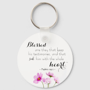 Psalms 119:2 Christelijke Sleutelhanger met script