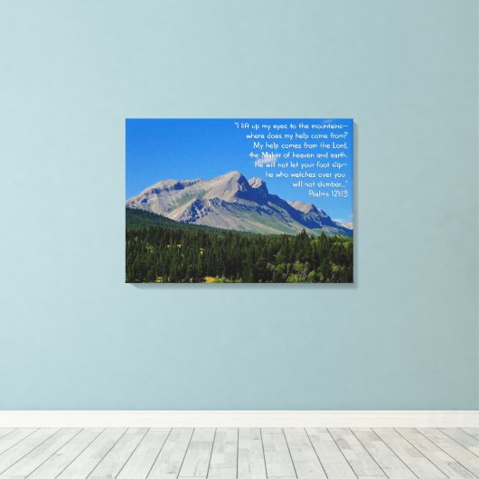 Psalms 121:1-3 canvas afdruk (Insitu (Houten vloer))
