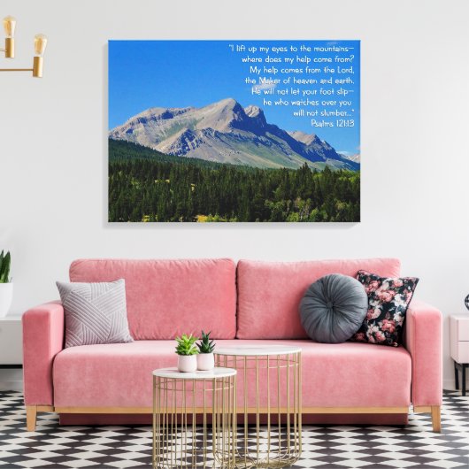 Psalms 121:1-3 canvas afdruk (Insitu (Woonkamer))