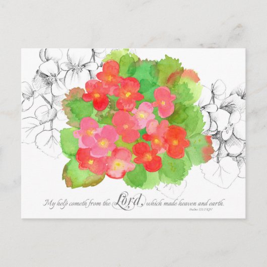 Psalms 121 Kaart Sinaasappel Begonia Flowers (Voorkant)