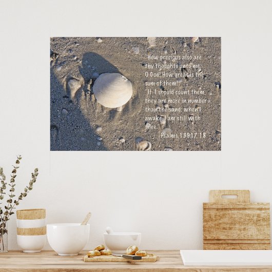 Psalms 139: 17-18 Print, Shell Version Poster (Keuken)
