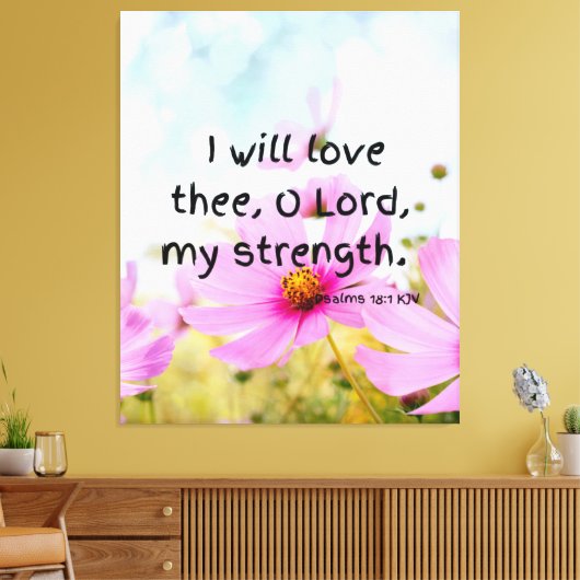 Psalms 18:1 Bijbelverse KJV Pic Wall Art Canvas Afdruk (Insitu (Woonkamer))
