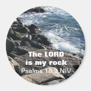 Psalms 18:2 Lord is mijn Rock Foto van Ocean Rocks Magneet