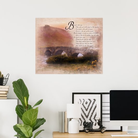 Psalms 1:1-3 Gezegeld is het man - Aanmoediging Poster (Thuiskantoor)