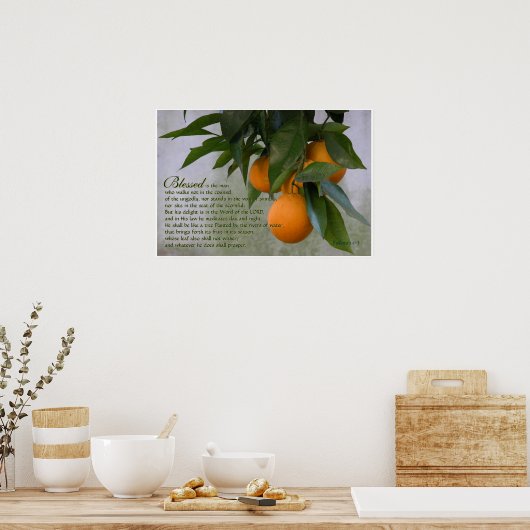 Psalms 1:1-3 Scriptafdrukken Poster (Keuken)