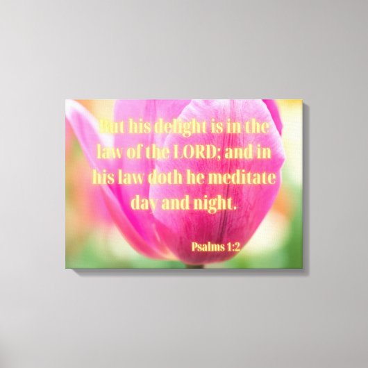 Psalms 1:2 Bijbel Verse KJV Pic Wall Art Canvas Afdruk (Voorkant)