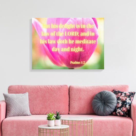 Psalms 1:2 Bijbel Verse KJV Pic Wall Art Canvas Afdruk (Insitu (Woonkamer))