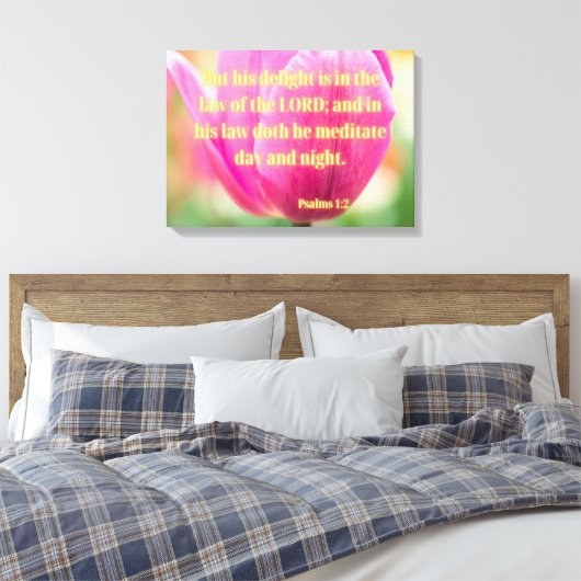 Psalms 1:2 Bijbel Verse KJV Pic Wall Art Canvas Afdruk (Insitu (Slaapkamer))