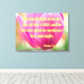 Psalms 1:2 Bijbel Verse KJV Pic Wall Art Canvas Afdruk (Insitu (Houten vloer))