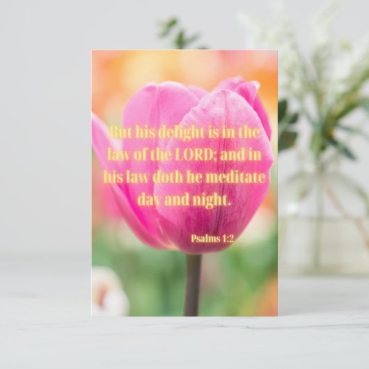 Psalms 1:2 KJV Bijbel Verse Pic Flat Wenskaart Kaart (Staand voorkant)