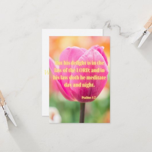 Psalms 1:2 KJV Bijbel Verse Pic Flat Wenskaart Kaart (Voorkant / Achterkant in situ)