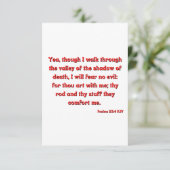 Psalms 23:4 Bijbel Verse Scripture Flatgroet Kaart (Staand voorkant)