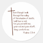 Psalms 23:4 ronde sticker (Voorkant)