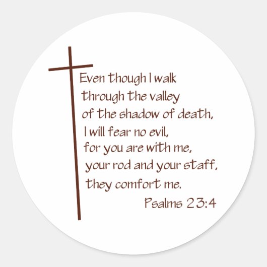 Psalms 23:4 ronde sticker (Voorkant)