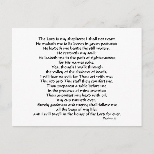 Psalms 23 briefkaart (Voorkant)