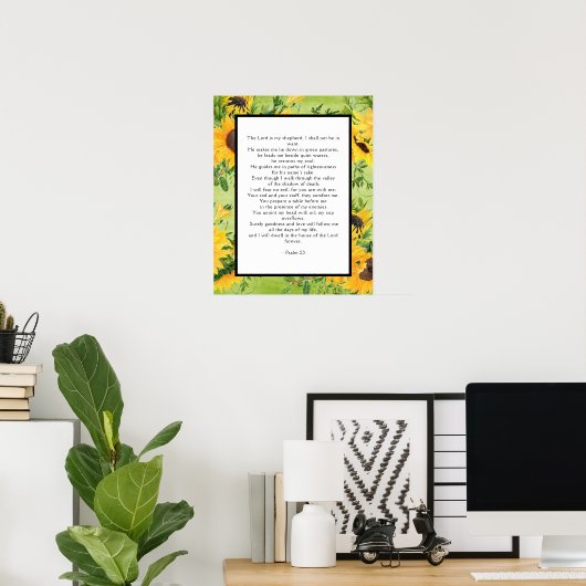 Psalms 23 Golden Sunflower Border Poster (Thuiskantoor)