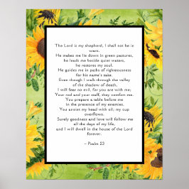 Psalms 23 Golden Sunflower Border Poster