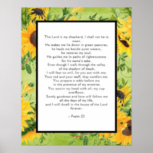 Psalms 23 Golden Sunflower Border Poster