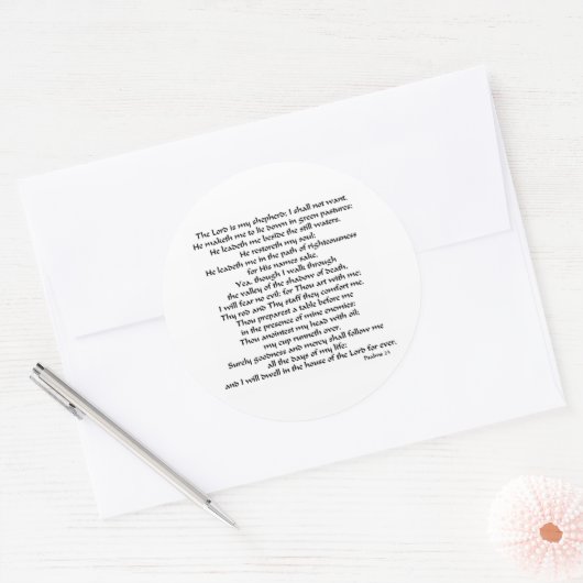Psalms 23 ronde sticker (Envelop)