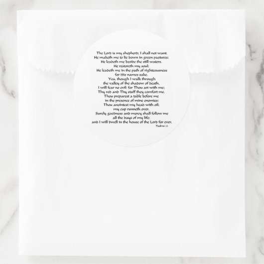 Psalms 23 ronde sticker (Tas)