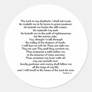 Psalms 23 ronde sticker