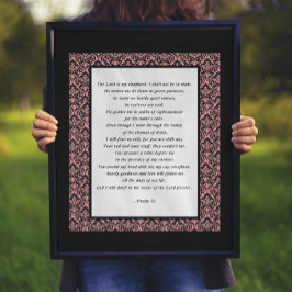 Psalms 23 Roze en Zwarte Damask Poster