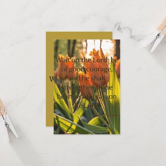 Psalms 27:14 KJV Bijbelscripts Pic Greeting Kaart (Voorkant / Achterkant in situ)