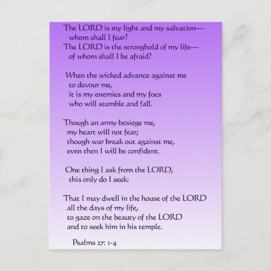 Psalms 27:1-4 briefkaart (Voorkant)