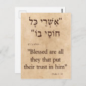 Psalms 2:12 Hebreeuws en Engels Verticaal Briefkaart (Voorkant / Achterkant)