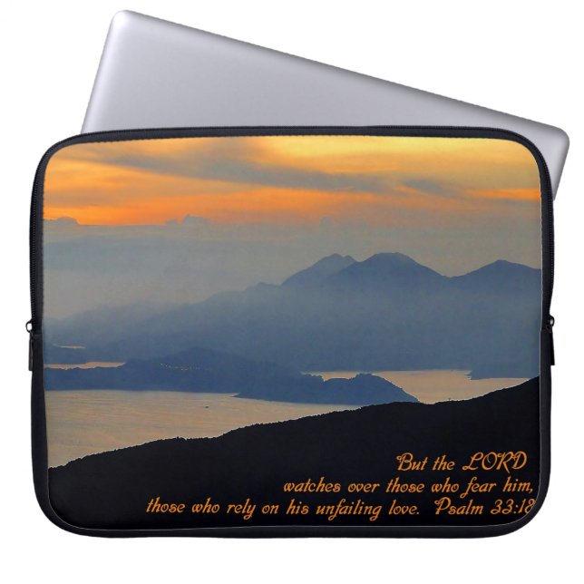 Psalms 33:18 Inspirerend Laptop Sleeve (Voorkant)