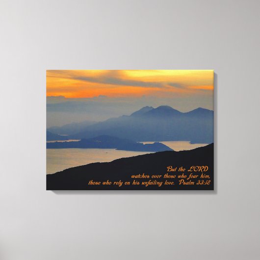 Psalms 33:18 Inspirerend Rek Canvas afdrukken (Voorkant)