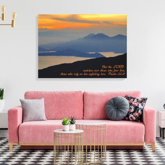 Psalms 33:18 Inspirerend Rek Canvas afdrukken (Insitu (Woonkamer))
