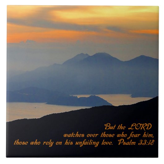 Psalms 33:18 Inspirerend Tegeltje (Voorkant)