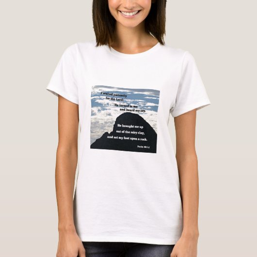 Psalms 40:1.2 Ik wachtte geduldig op de Heer... T-shirt (Voorkant)