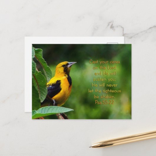 Psalms 55:22 Inspirerend Briefkaart (Voorkant / Achterkant in situ)