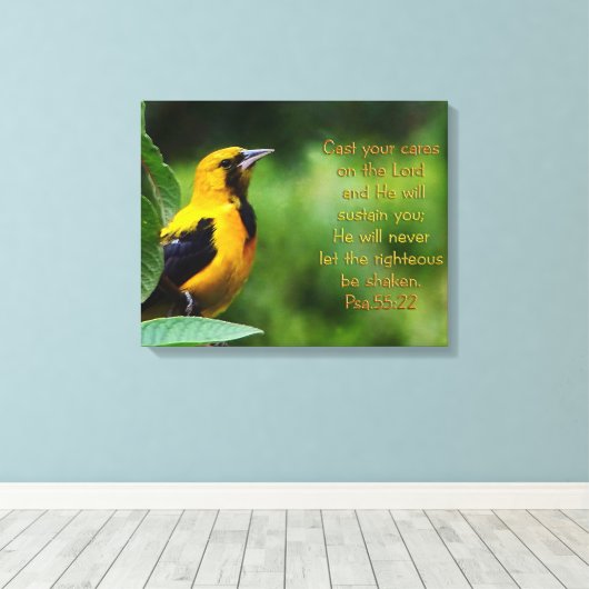 Psalms 55:22 Inspirerend Canvas Afdruk (Insitu (Houten vloer))