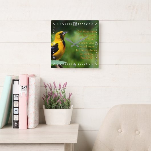 Psalms 55:22 Inspirerend Vierkante Klok (Leeskamer)