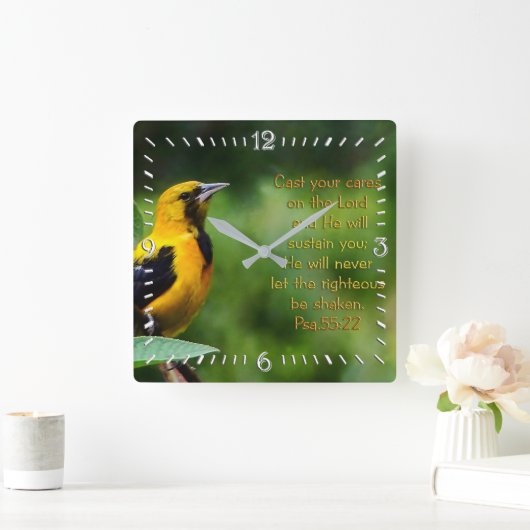 Psalms 55:22 Inspirerend Vierkante Klok (Huis)