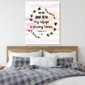 Psalms 61:3 Mijn Vluchtelingenkrachtige Waterverf Canvas Afdruk (Insitu (Slaapkamer))