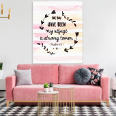 Psalms 61:3 Mijn Vluchtelingenkrachtige Waterverf Canvas Afdruk (Insitu (Woonkamer))