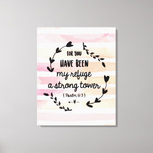 Psalms 61:3 Mijn Vluchtelingenkrachtige Waterverf Canvas Afdruk